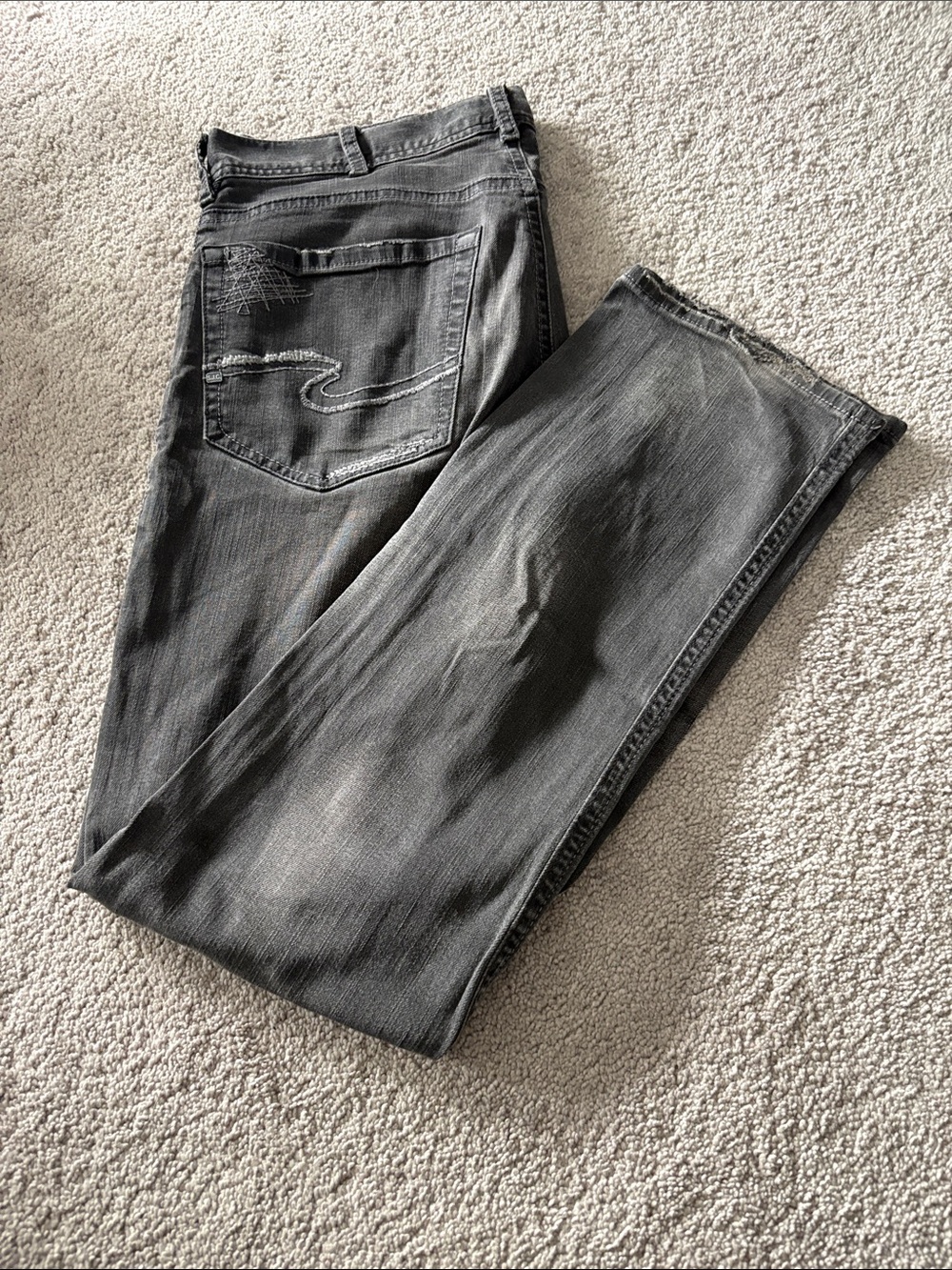 Silver Jeans Men's Straight Gray Denim - Subtle Fading